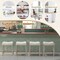 Gray Upholstered Bar Stools Set of 2 with Rubber Wood Frame and Tufted Seat for Kitchen Counter